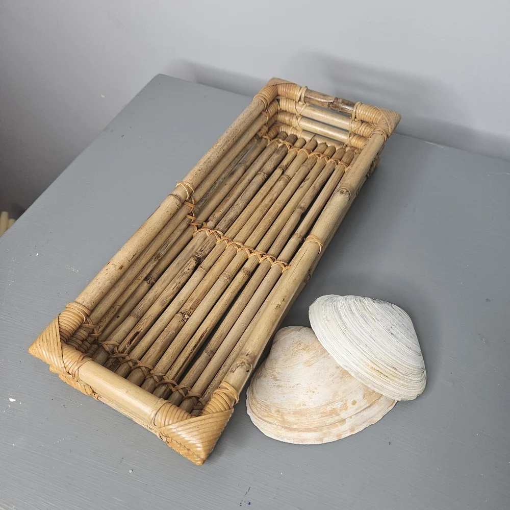 Vintage Bamboo Vanity Tray Bath Accessory 13.5
